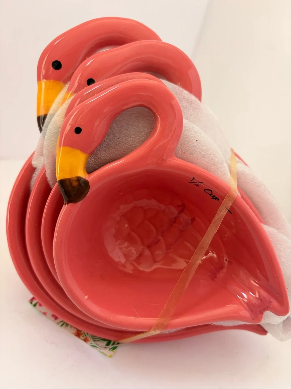 Pink Flamingo Ceramic Measuring Cups - Set of 4